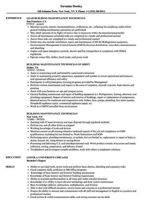 maintenance resume example|building maintenance resume samples.